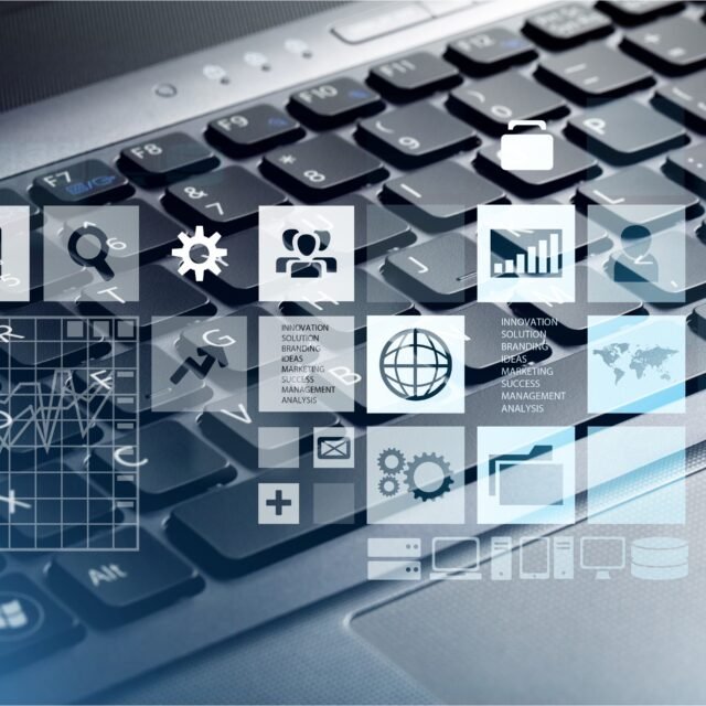 Computer keyboard on background close up